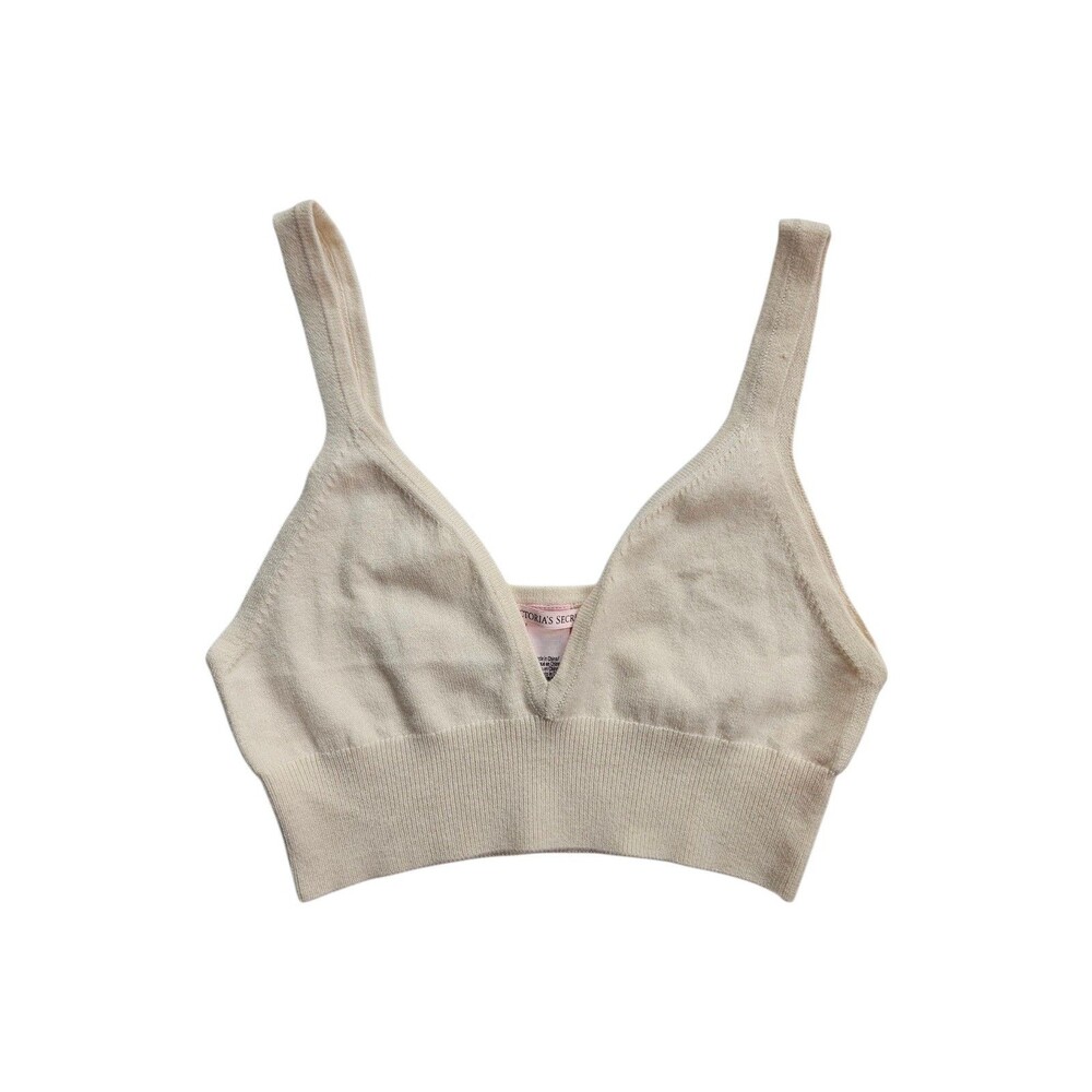 New Victoria's Secret Knit Crop Bralette Top Cream Wool Blend Size Small